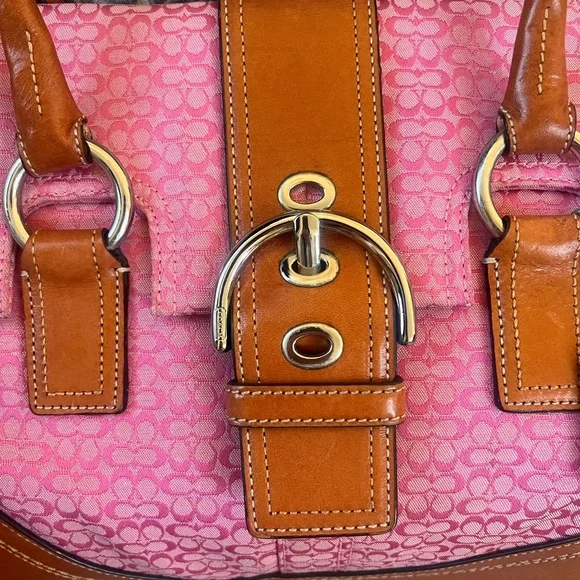 Coach Rare Pink and Brown Signature Ashley Flap Hampton Soho Shoulder Bag - Picture 5 of 8